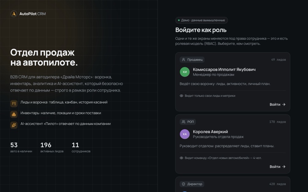 Скриншот AutoPilot CRM